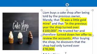 How to apply misrepresentation Liam cupcake scenario [upl. by Mccarty]