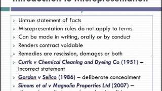 Misrepresentation Lecture 1 of 4 [upl. by Hallerson]